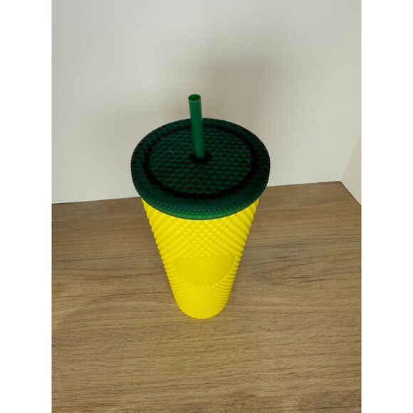 Starbucks Hawaii Edition 2020 Pineapple Studded Cold Cup Yellow Tumbler 24oz - Picture 2 of 5